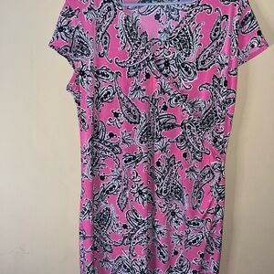 Jones New York Pink and Black Paisley Blouse